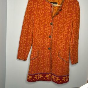 Norway In Wild Wool Cardigan Long Shacket Jewel Tones Metal Buttons Small